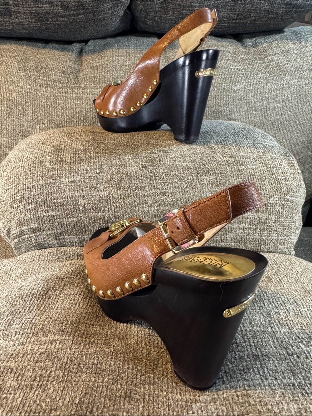 MICHAEL Michael Kors Charm Sling Open Toe Platform Wedge Sandals Size 8M - Picture 11 of 12